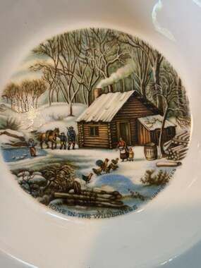 Homer Laughlin Currier & Ives Vtg Plate/Bowl